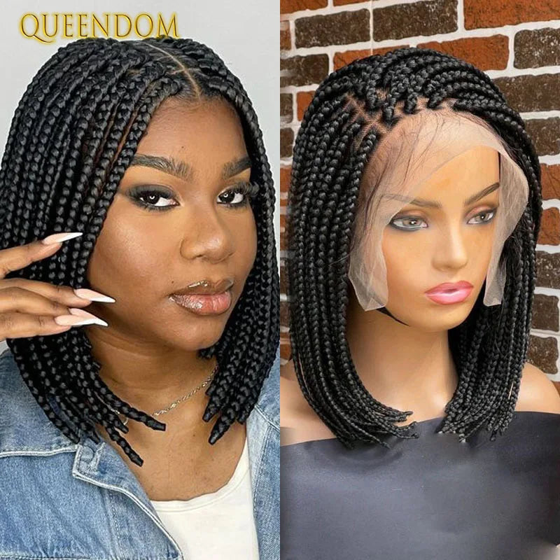 Full Lace Wigs for Black Women Short Bob Braided Wigs Knotless Box Braids 360 Lace Front Wigs Cornrow Synthetic Wigs 12 Inch Sweet T 52