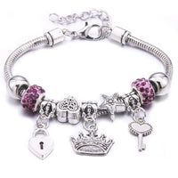 New Charm Bracelet & Bangles Jewelry for Women - White Butterfly Crown Beads "Lobster Clasp" Charm Bracelets