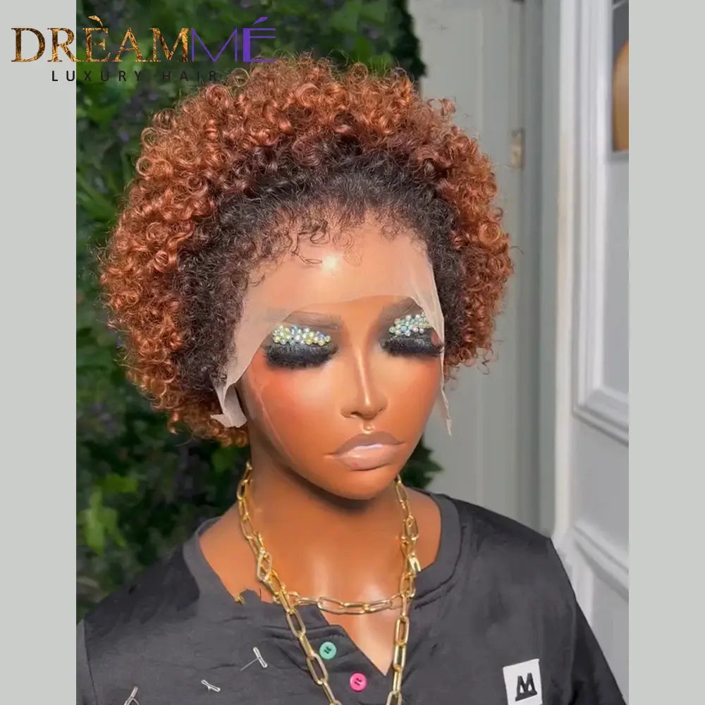 Short Bob - Curly Pixie Cut 13x4 Lace Front Human Hair Wigs with Kinky Hairline for Women - SWEET T 52