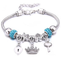 New Charm Bracelet & Bangles Jewelry for Women - White Butterfly Crown Beads "Lobster Clasp" Charm Bracelets