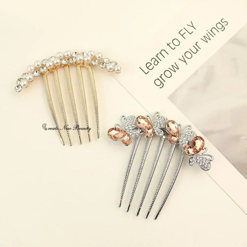 Women's Pearl Crystal Hair Combs, Rhinestone Decorative Hair Clips/Headwear, Jewelry Gifts