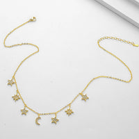 Moon/Star Tassel Zircon Necklace for Women. Choker Personality Fashion Jewelry for Casual Wear.