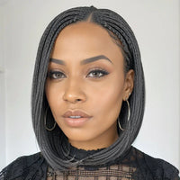 Glueless 5x5 Lace Bob Wig Salt Pepper Braided Hairstyles Wigs Micro Senegalese Twists Wig Human Hair Wigs for Women Sweet T 52