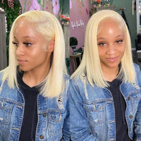 613 Short Blonde Human Hair Lace Front Wigs for Women, 13x6 HD Transparent, 200% Density