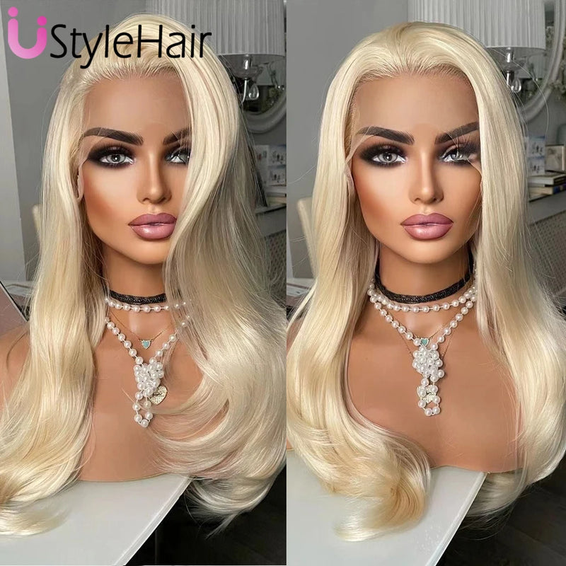 Synthetic Platinum Blonde Lace Frontal Wigs for Woman & Girls. Natural Wave, Daily Use, Glueless Platinum Wigs