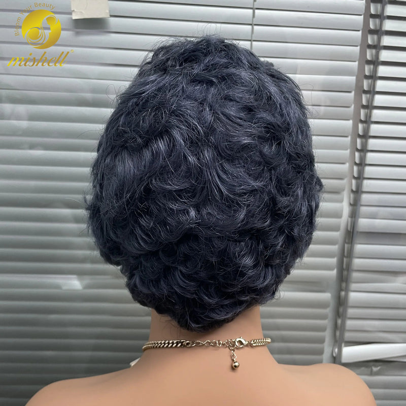 Gray Pixie Cut Wig Bob Human Hair Wigs 180% Density 13x4 Transparent Lace Frontal Short Bob Wig Brazilian Remy Hair for Women Sweet T 52