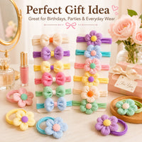 Flower Bow Hair Ties for Girls, 12 Pack
