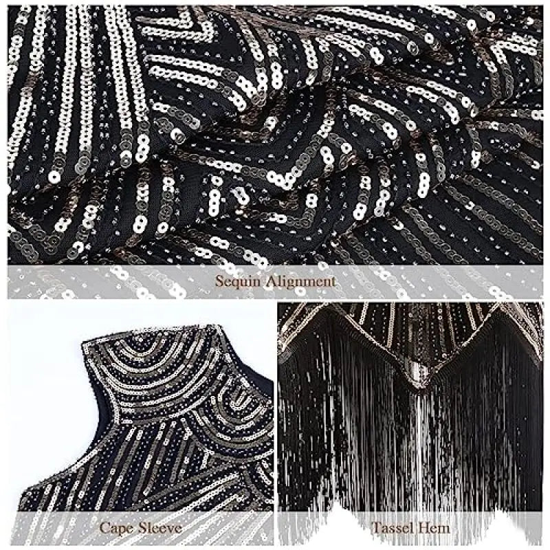 Women's Flapper Gatsby Dresses with Accessories Set, Sequined Vintage 20s Lace Fringed Cocktail/Party/Evening Dresses-Dresses-SWEET T 52