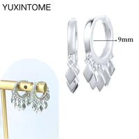 925 Silver Needle Star Hoop Earrings for Women - Five-pointed Star and Moon Pendant Huggie Earrings