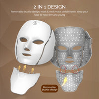 LED Facial Mask with Neck/7 Colors - Red Light Therapy Facial Mask for Anti-Aging, Rejuvenation & Brightening