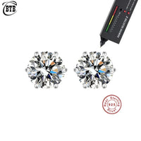 GRA-Certified Moissanite Stud Earrings, Marked 925 Sterling Silver