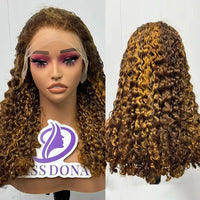 250 Density 12A Double Drawn Burmese Curl Curly Human Hair Wig - 13x4 Lace Frontal Human Hair Wig, Piano Color Hair