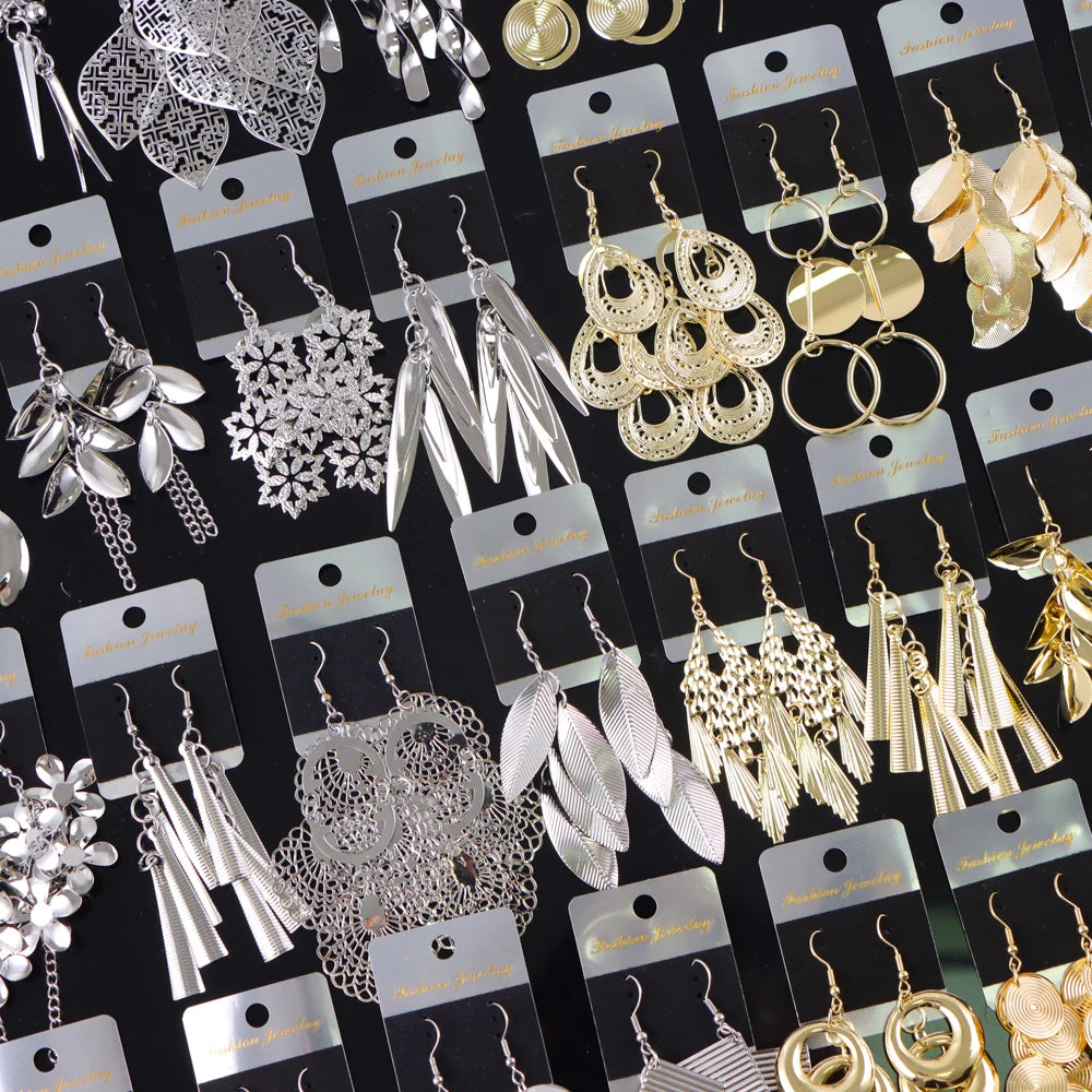 10 Pair/Lot Fashion Shiny Trendy Geometric Pendant Hook Earrings for Women. Star/Heart/Mixed Styles Dangle Jewelry