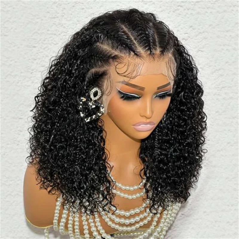 Kinky Curly Soft Long Black Wig - 180% Density, Preplucked, Lace Front For Women & Girls - Glueless & Heat Resistant-hair accessories-SWEET T 52