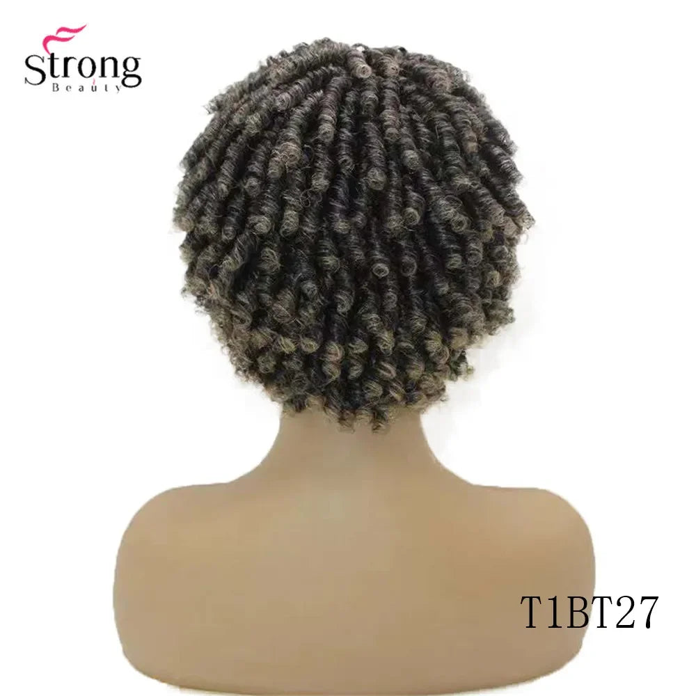 Short Afro Spiral Curly Wig for Women - 50% Human Hair and 50% Synthetic Full Wig Hair