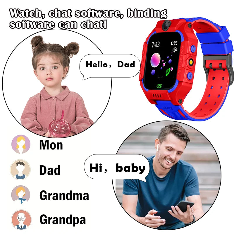 Children Smart Watch LBS location tracking, camera, phone, chat, games, Sos, Touch Screen Boys and girls watch