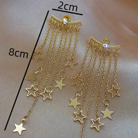 2PC Women's Fashion Trend Design, Long tassel Star Pendant Earrings - Banquet/Party/Festival/Gift