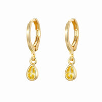 Gold Color Cute Water Drop Earrings For Women & Girls - Zircon Piercing Huggies/Hoop Dangle Earrings-earrings-SWEET T 52