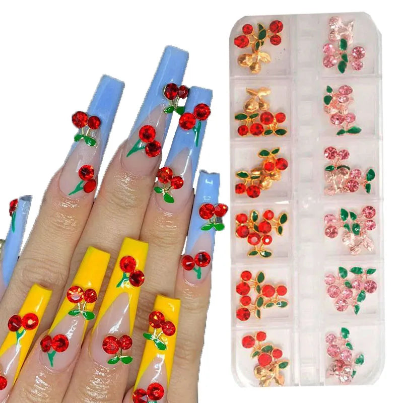12Gird Box Multi Size AB/Colorful Non-Hotfix Rhinestones Flatback Crystal Diamond Gems 3D Glitter Nail Art Luxurious Decorations SWEET T 52