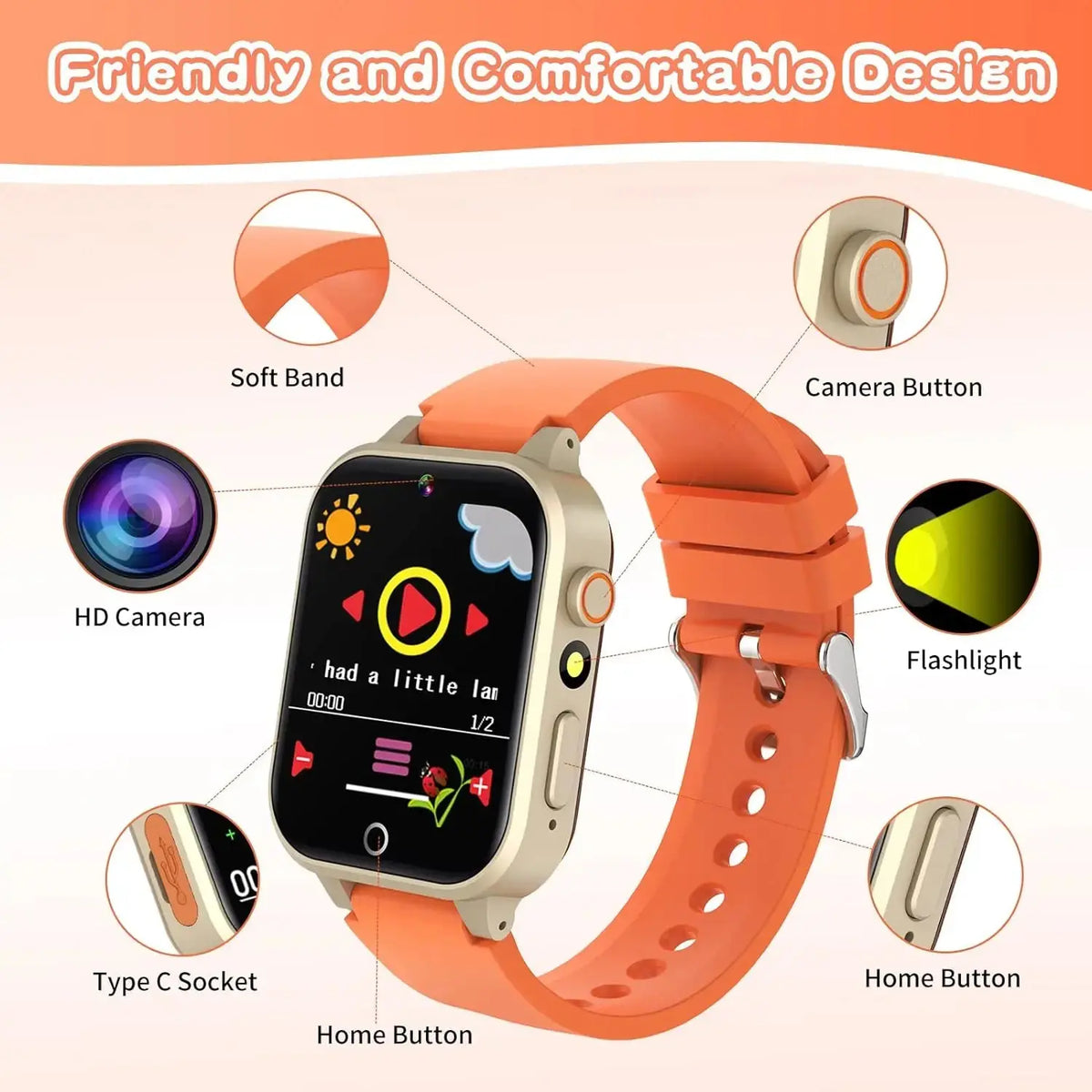 Kids Games Smart Watch for Age 5-12, Kids Gifts with 26 Games, Fun Photo Taking, Music Player SWEET T 52