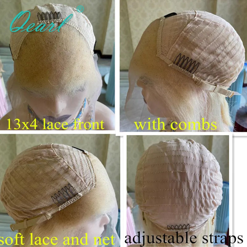 Blonde Human Hair Wigs for Women & Girls - Short Shoulder Length 13x4 HD Lace Frontal Wigs, Glueless