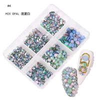 12Gird Box Multi Size AB/Colorful Non-Hotfix Rhinestones Flatback Crystal Diamond Gems 3D Glitter Nail Art Luxurious Decorations SWEET T 52