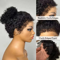 Short Kinky Curly Human Hair Frontal Bob Wigs, 4C Edges, Lace Front Wigs for Women & Girls - SWEET T 52