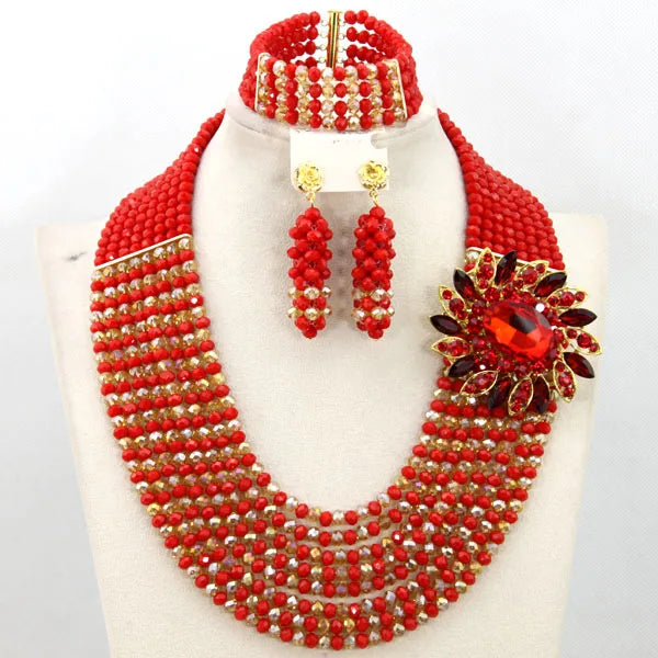 African Beads Jewelry Set Nigerian Wedding African Beads Jewelry Set Crystal African Jewelry Sets  ABJ176