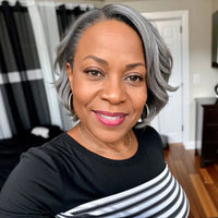 Salt And Pepper Short Pixie C Part Cut Glueless 5x5 Closure Lace Wig 100% Human Hair Sweet T 52