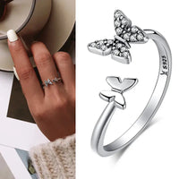925 Sterling Silver Open Adjustable Rings for Women & Girls. Wedding, Engagement, Anniversary or Gift Rings-ring-SWEET T 52
