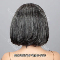 Soul Lady Glueless Ready To Go Salt And Pepper Wigs Straight Bob Real Human Hair Wigs 4x4 Lace Closure Wigs For Older Women Sweet T 52
