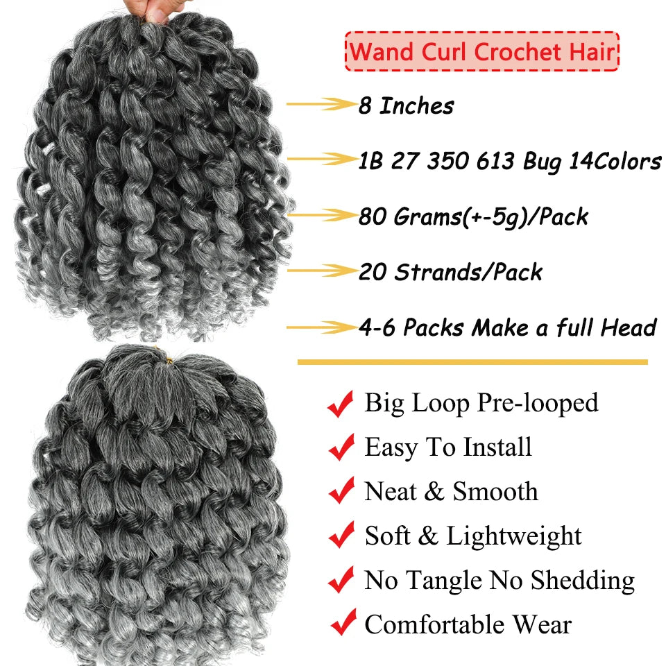 Ombre Jumpy Wand Curl Crochet Hair T 27 30 350 613 Purple Grey 14 Colors 20 Roots Jamaican Twist Synthetic Braid Hair For Women Sweet T 52