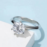 Six-Claw Moissanite Ring, Marked 925 Sterling Silver