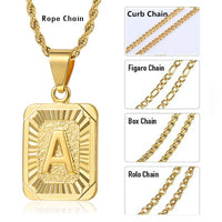 Initial Letter Pendant Necklace, Stainless Steel