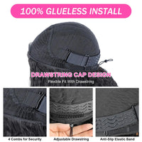 3 In 1 Half Wig - Human Hair With Drawstring. Kinky Straight Half Wig Ready To Go, Comfortable Fit, No Glue Needed, Natural Hairline