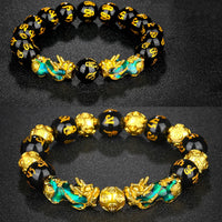 Fashion Jewelry - Obsidian Stone Beads (Attract Wealth) Feng Shui Good Luck Bangle Bracelets