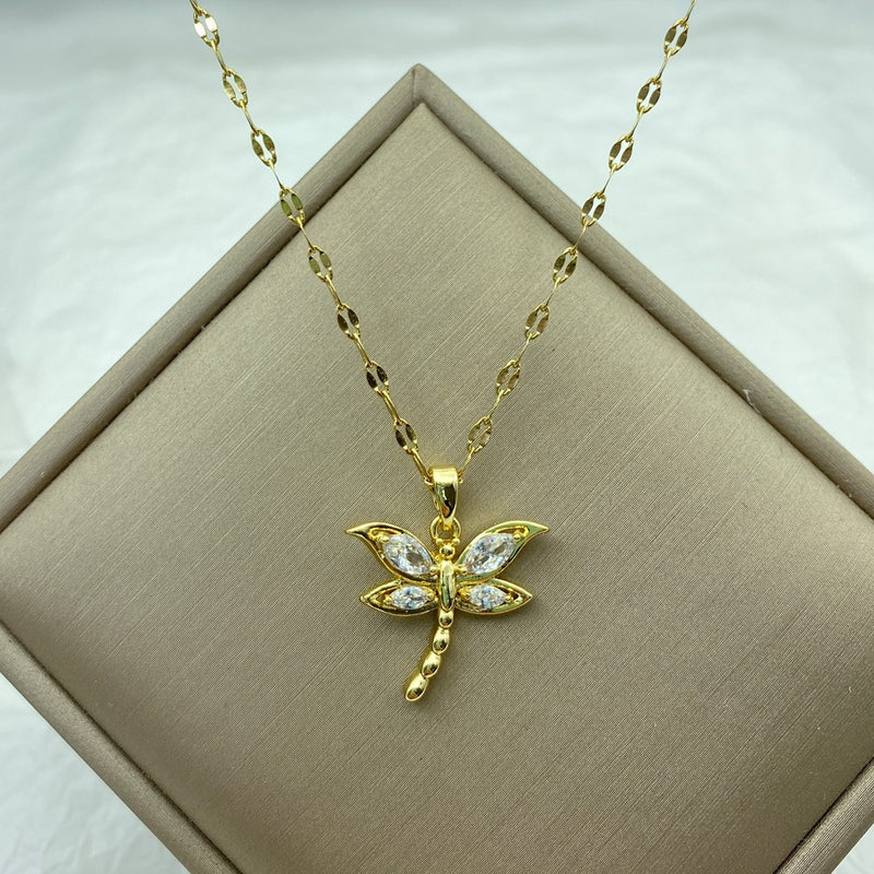 Gold Color Necklace for Women & Girls - Zircon Jewelry Pendant Necklace in Stainless Steel, Many Designs