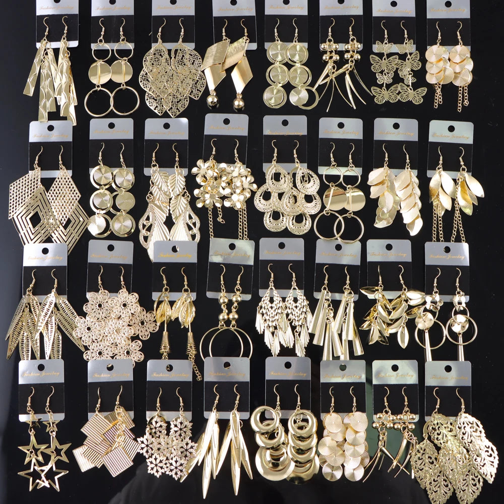 10 Pair/Lot Fashion Shiny Trendy Geometric Pendant Hook Earrings for Women. Star/Heart/Mixed Styles Dangle Jewelry
