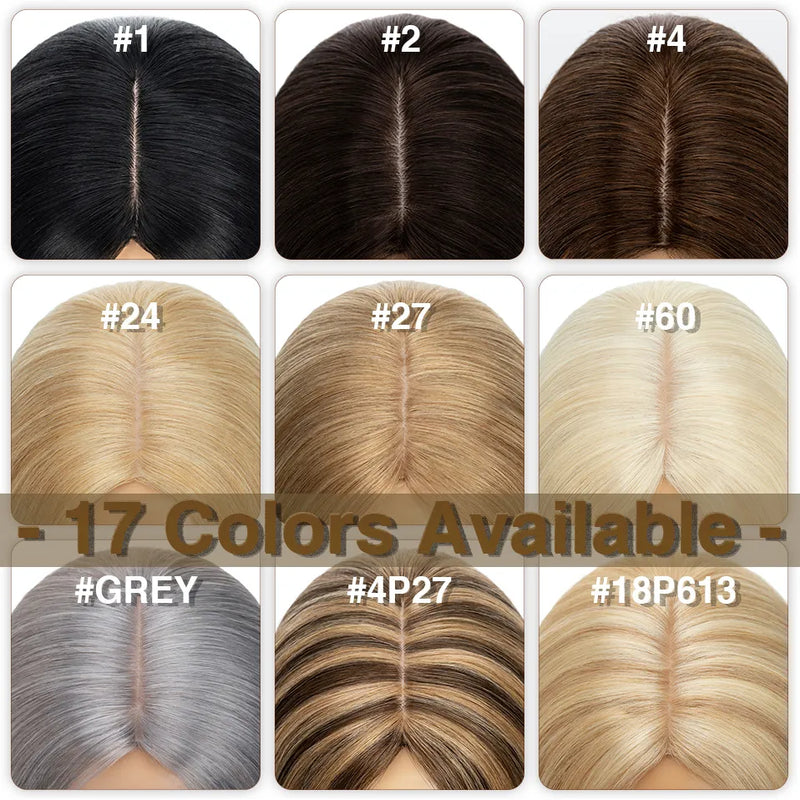 Hair Toppers - 7x13 cm Women's Hair Topper Clip, Natural 100% Human Hair For Women and Girls, Silk Based Clip-In Hair Extension