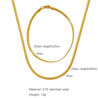 Stainless Steel NK Snake Chain Necklace/Twist Bracelet for Women. Jewelry Set, Gold in Color - DIY Accessories