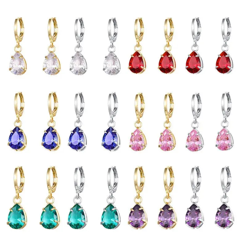 Gold Color Cute Water Drop Earrings For Women & Girls - Zircon Piercing Huggies/Hoop Dangle Earrings-earrings-SWEET T 52