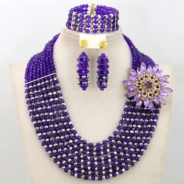 African Beads Jewelry Set Nigerian Wedding African Beads Jewelry Set Crystal African Jewelry Sets  ABJ176