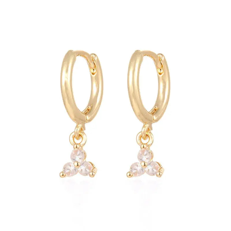 Gold Color Cute Water Drop Earrings For Women & Girls - Zircon Piercing Huggies/Hoop Dangle Earrings-earrings-SWEET T 52