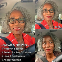 Soullady Short Jerry Curly Gray Wig Real Salt & Pepper Human Hair Glueless Lace Wigs For Mature Upgrade Deep Wave Bob Wig Sweet T 52