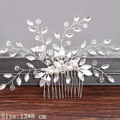 Wedding Hair Combs Bridal Hair Accessories For Women Hair Jewelry Silver Color Pearl Rhinestone Head Jewelry Women Accessories-hair accessories-SWEET T 52