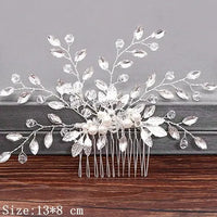 Wedding Hair Combs Bridal Hair Accessories For Women Hair Jewelry Silver Color Pearl Rhinestone Head Jewelry Women Accessories-hair accessories-SWEET T 52