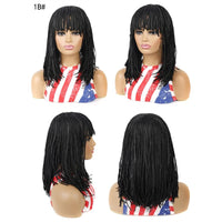 Afro Dreadlocks Box Braided Bob Wig Synthetic Short Braids Wig For Black Women Blunt Bangs 3X Twist Braids High Quality Wig Sweet T 52