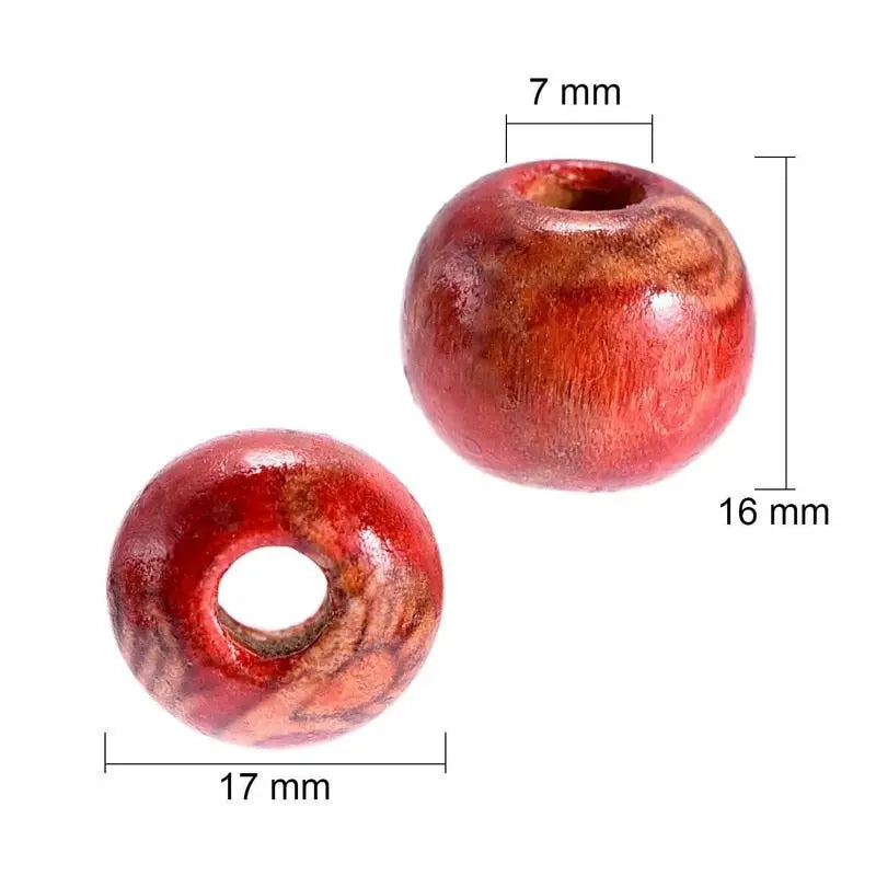 Wood Hair Beads for Women and Girls - 50 Piece Bag of 12 mm Beads, 6 mm Holes for Braids