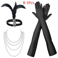 1set 1920's Cosplay Flapper Halloween Charleston Costume 1920s Gatsby Accessories Black Headpiece Great Gatsby Feather Headband Sweet T 52
