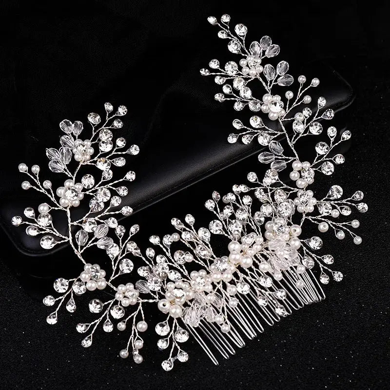 Luxury Crystal Pearl Flower Hair Comb/Headband/Tiara For Women & Girls - Bridal Wedding Hair Accessories/Hair Jewelry-hair accessories-SWEET T 52